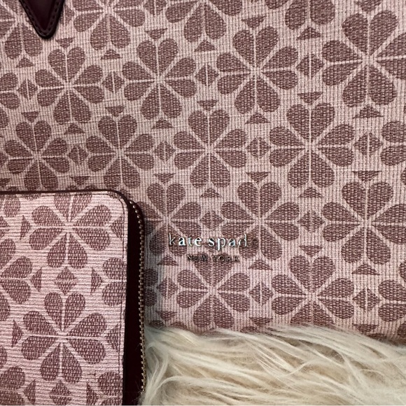 Kate Spade Flower Coated Canvas Zeezee Medium Work Tote Bag & wallet PinkMauve - Picture 3 of 9